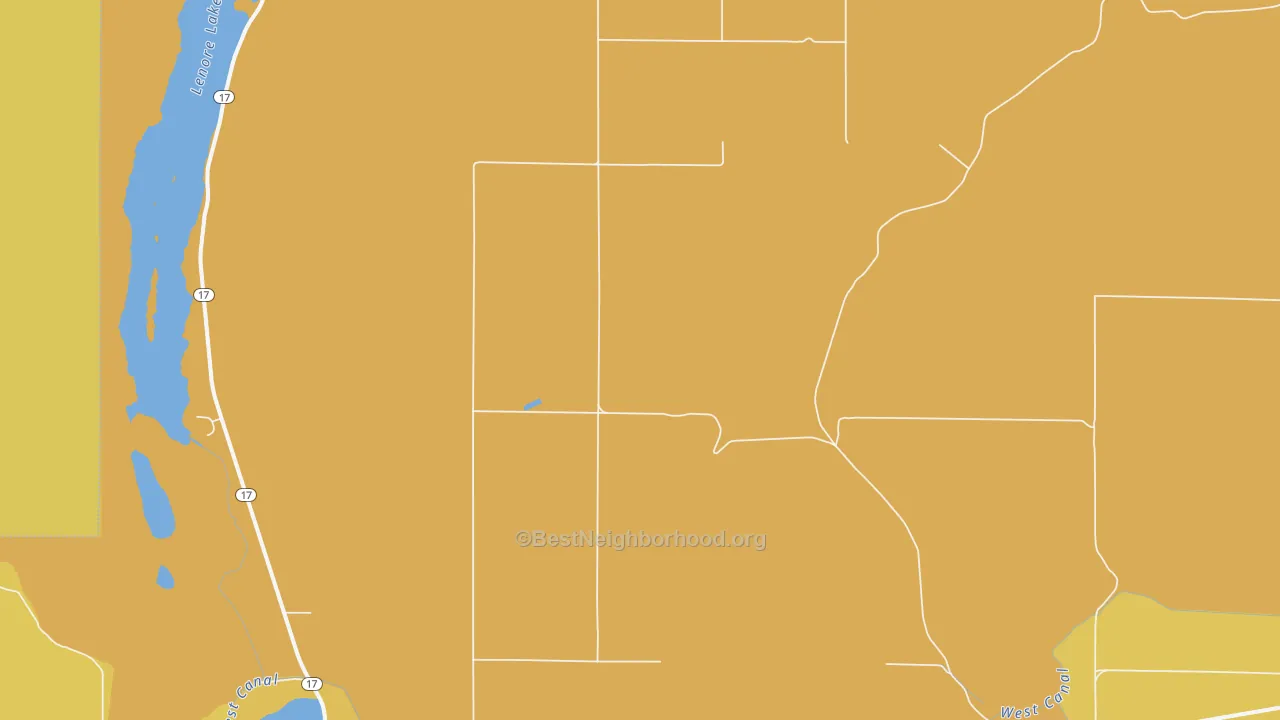 Map of the best neighborhoods in the Adrian area, with better matches in green and worse matches in red