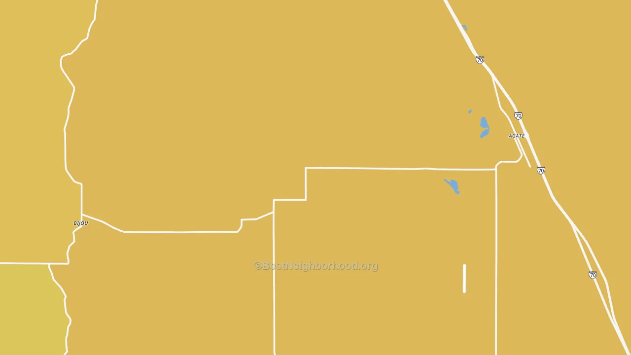 Map of the best neighborhoods in the Agate area, with better matches in green and worse matches in red