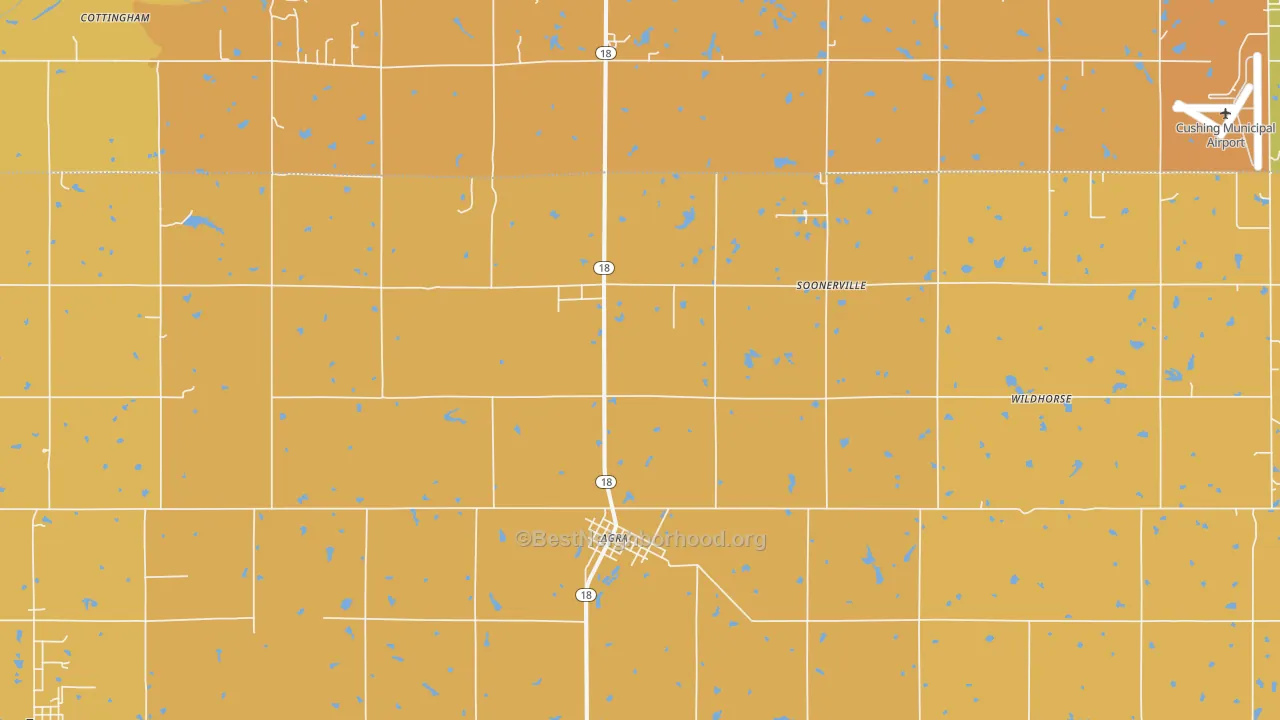 Map of the best neighborhoods in the Agra area, with better matches in green and worse matches in red