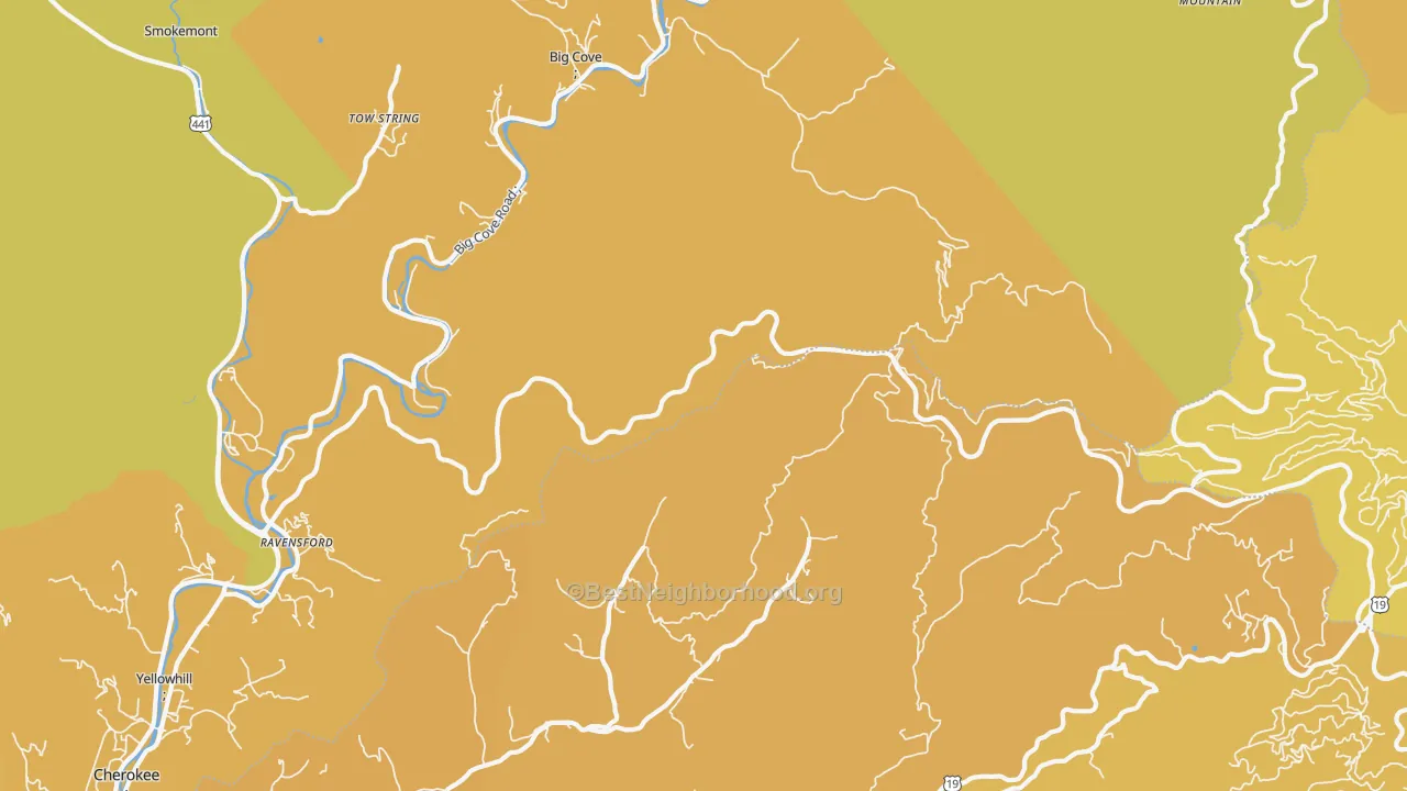 Map of the best neighborhoods in the Airport area, with better matches in green and worse matches in red