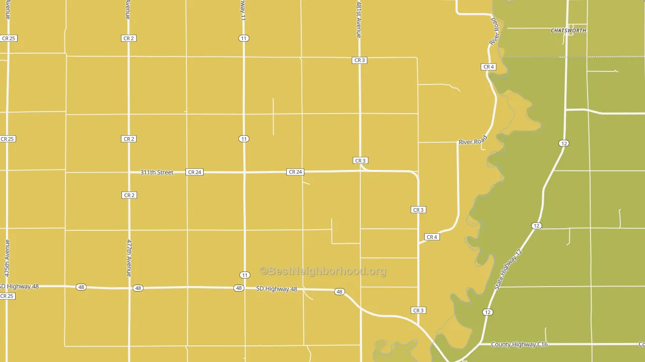 Map of the best neighborhoods in the Akron area, with better matches in green and worse matches in red