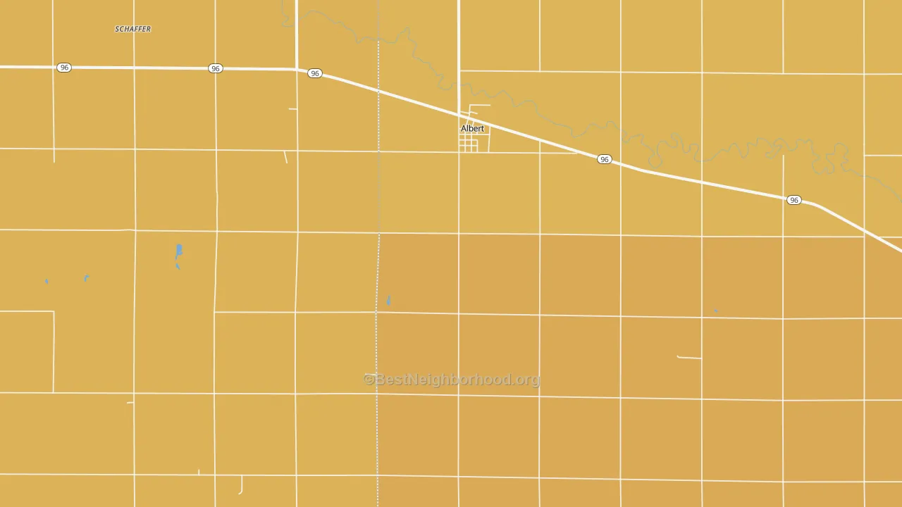 Map of the best neighborhoods in the Albert area, with better matches in green and worse matches in red