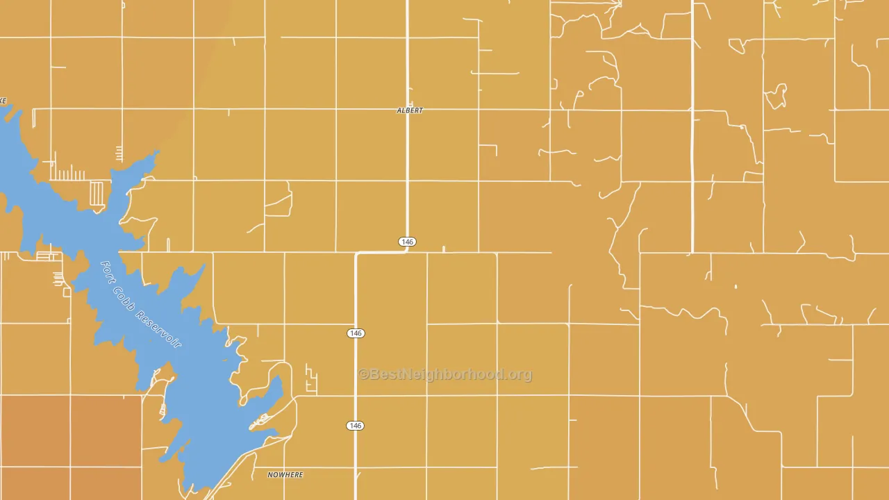 Map of the best neighborhoods in the Albert area, with better matches in green and worse matches in red