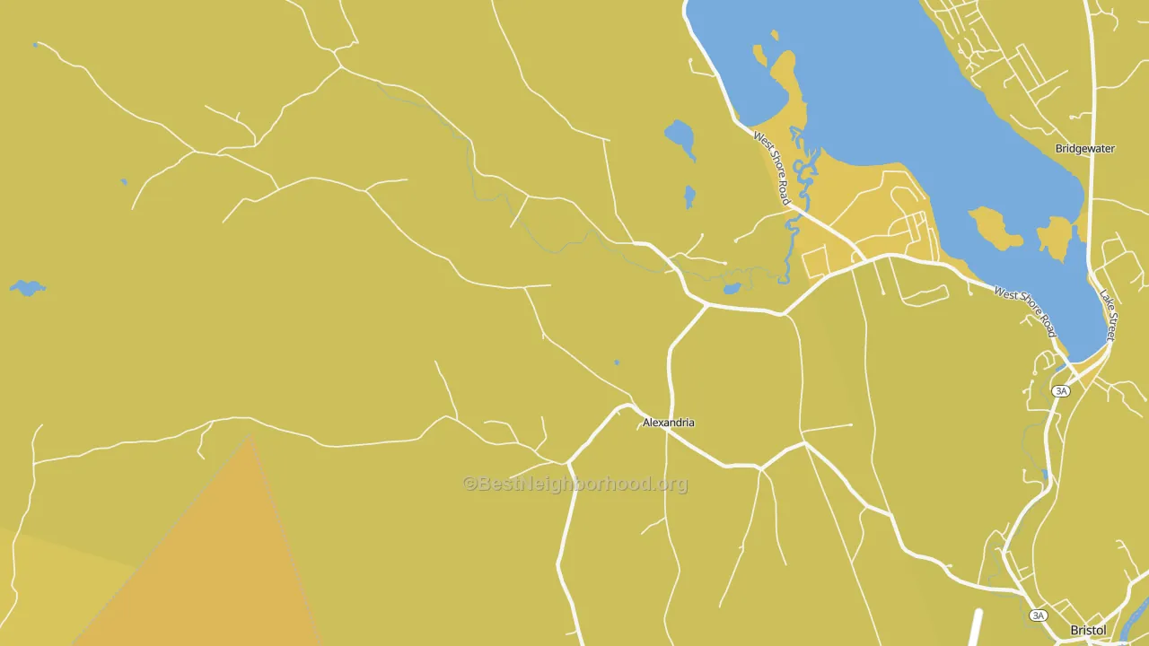 Map of the best neighborhoods in the Alexandria area, with better matches in green and worse matches in red