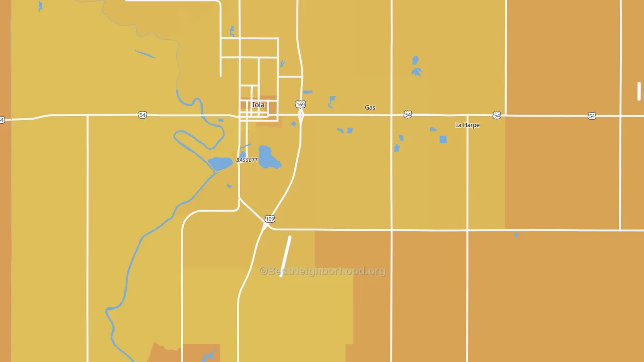 Map of the best neighborhoods in the Allen County area, with better matches in green and worse matches in red