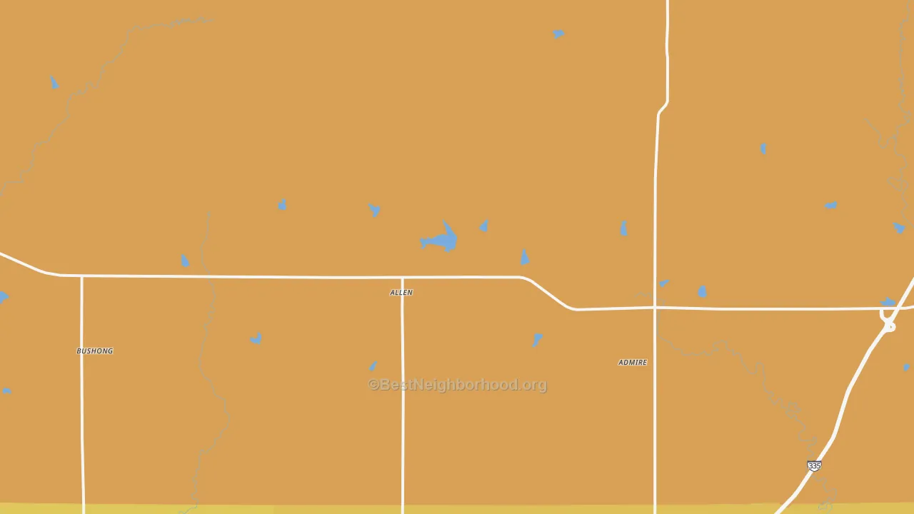 Map of the best neighborhoods in the Allen area, with better matches in green and worse matches in red