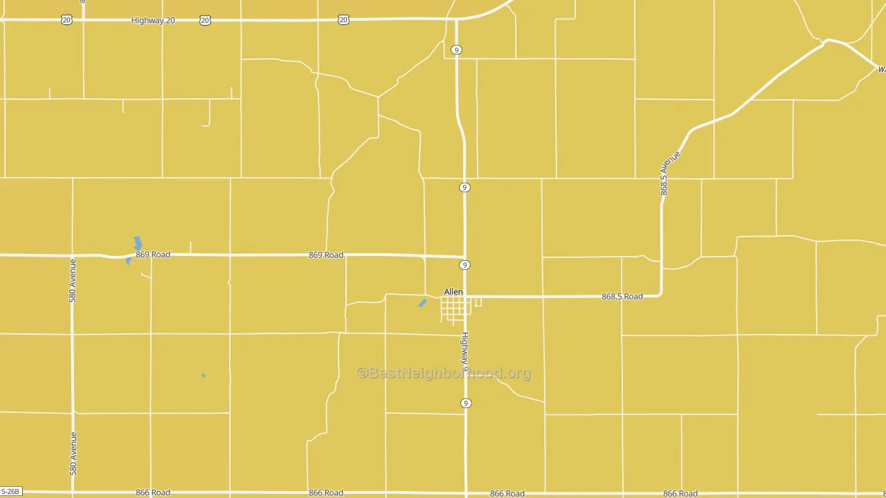 Map of the best neighborhoods in the Allen area, with better matches in green and worse matches in red