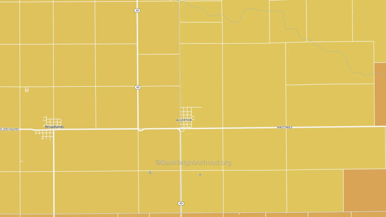 Map of the best neighborhoods in the Allerton area, with better matches in green and worse matches in red