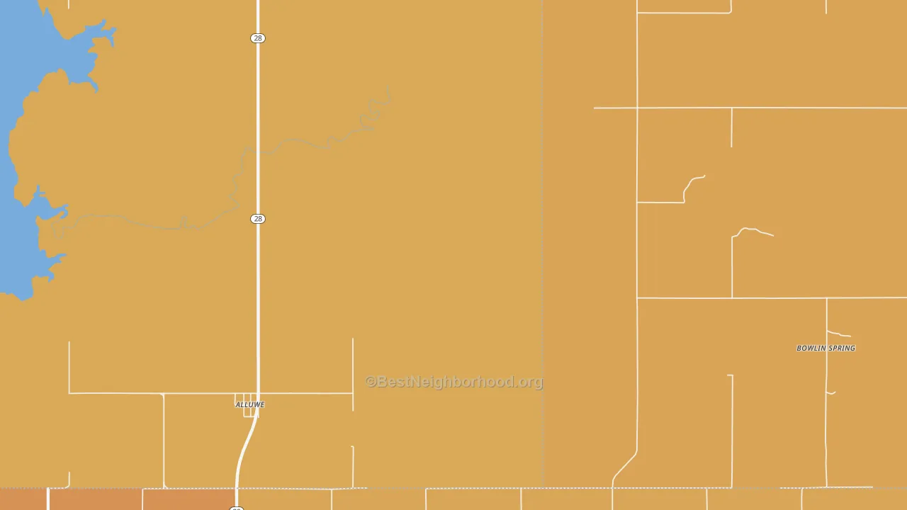 Map of the best neighborhoods in the Alluwe area, with better matches in green and worse matches in red