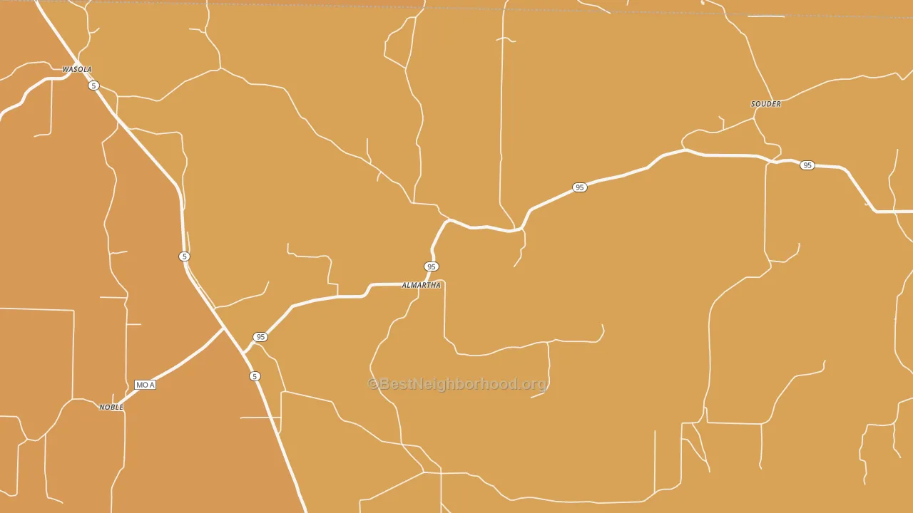Map of the best neighborhoods in the Almartha area, with better matches in green and worse matches in red