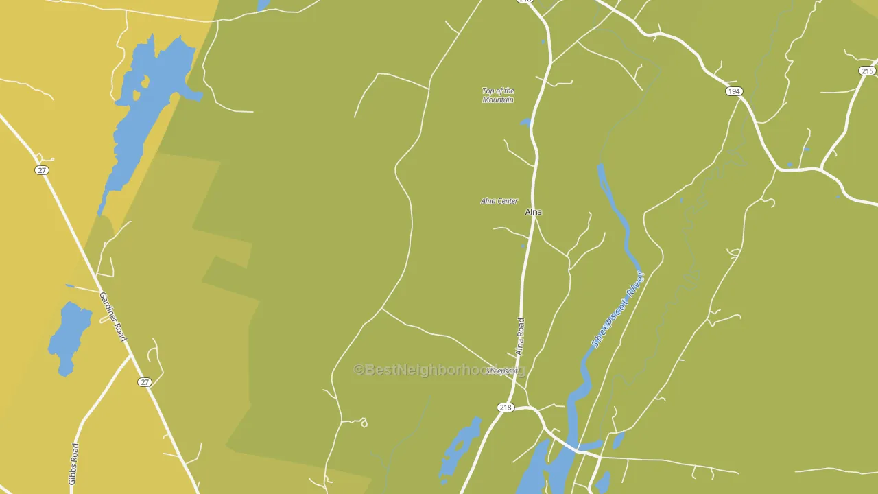 Map of the best neighborhoods in the Alna Center area, with better matches in green and worse matches in red