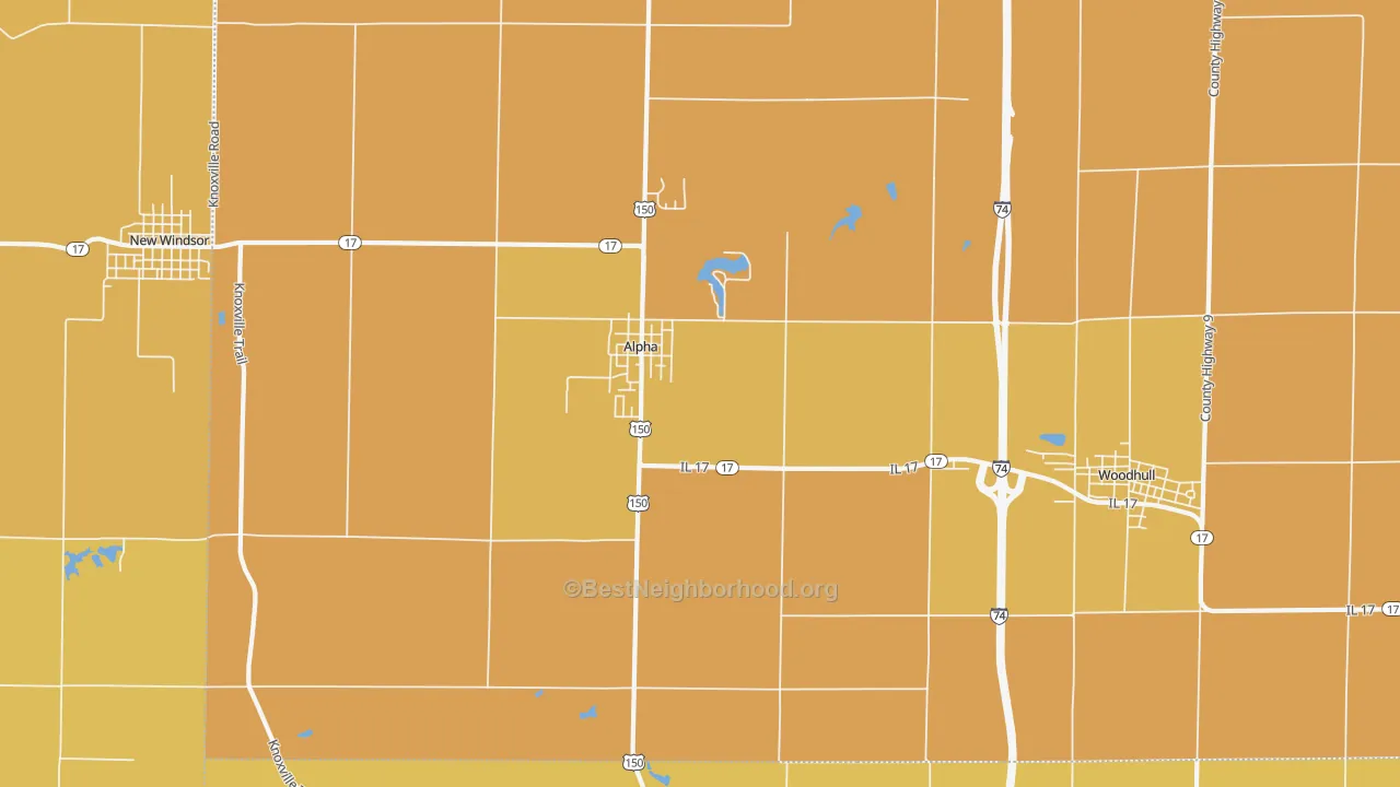 Map of the best neighborhoods in the Alpha area, with better matches in green and worse matches in red