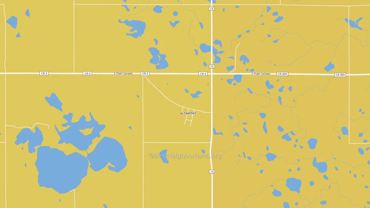 Map of the best neighborhoods in the Altamont area, with better matches in green and worse matches in red