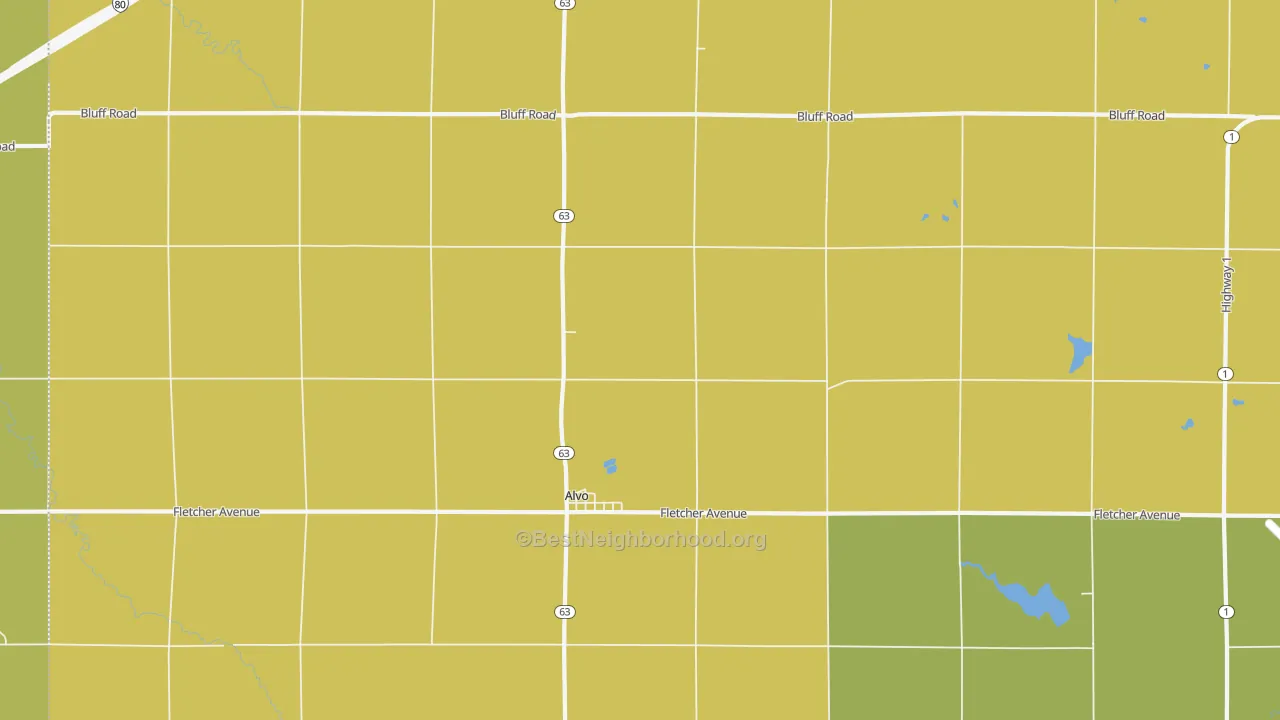 Map of the best neighborhoods in the Alvo area, with better matches in green and worse matches in red
