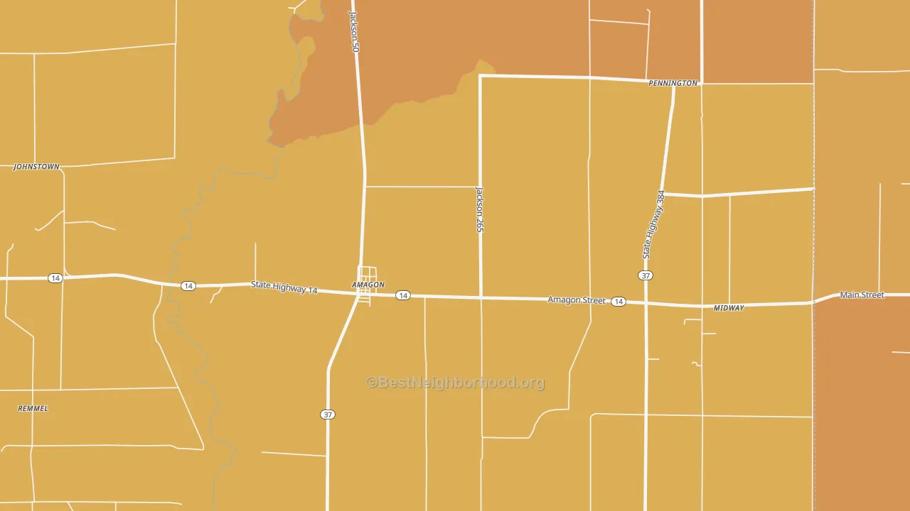 Map of the best neighborhoods in the Amagon area, with better matches in green and worse matches in red
