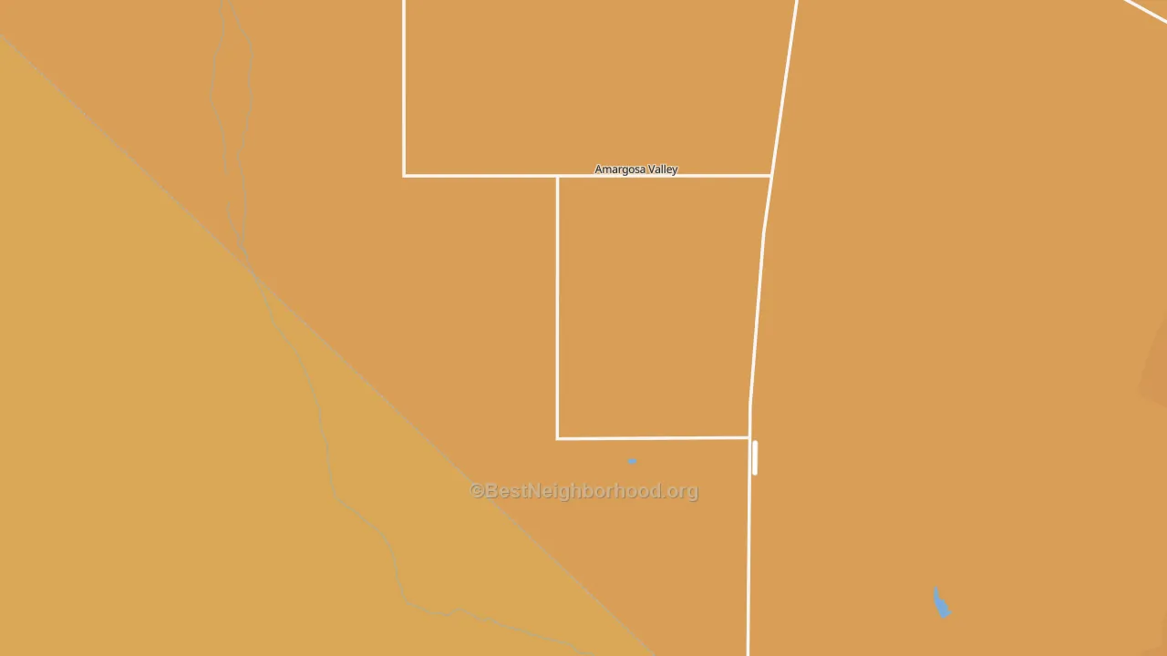 Map of the best neighborhoods in the Amargosa Valley area, with better matches in green and worse matches in red