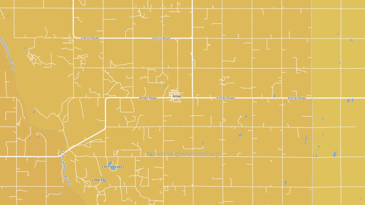 Map of the best neighborhoods in the Ames area, with better matches in green and worse matches in red