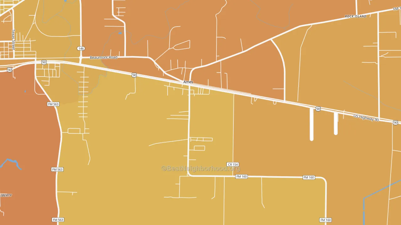Map of the best neighborhoods in the Ames area, with better matches in green and worse matches in red
