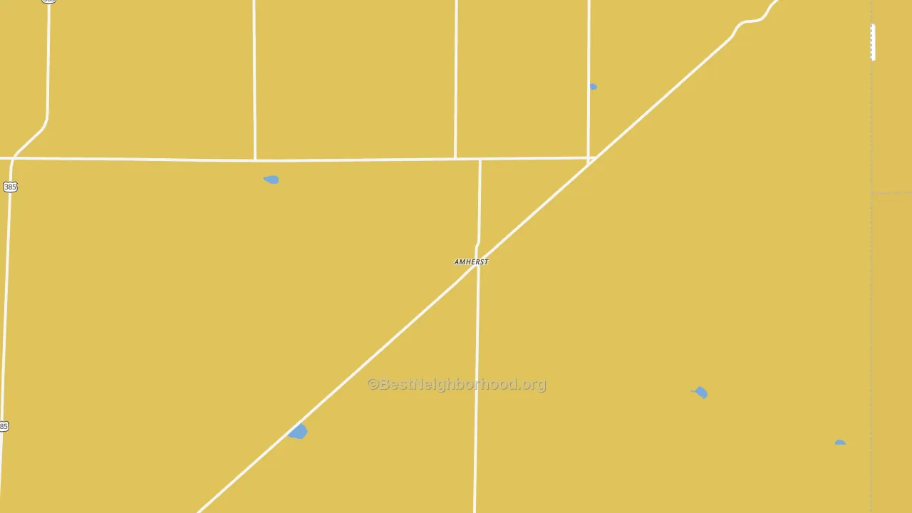 Map of the best neighborhoods in the Amherst area, with better matches in green and worse matches in red
