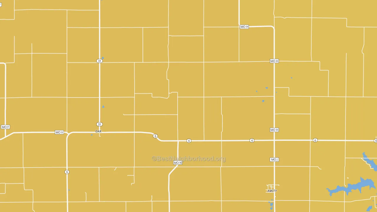 Map of the best neighborhoods in the Amity area, with better matches in green and worse matches in red