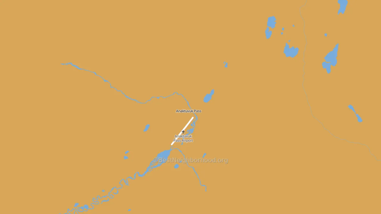 Map of the best neighborhoods in the Anaktuvuk Pass area, with better matches in green and worse matches in red