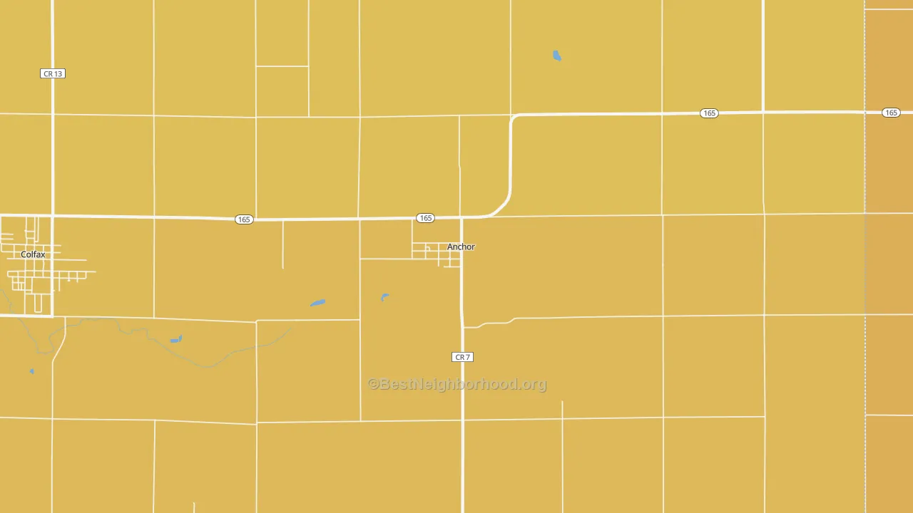 Map of the best neighborhoods in the Anchor area, with better matches in green and worse matches in red