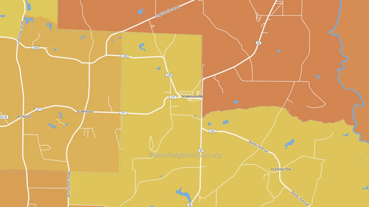 Map of the best neighborhoods in the Andersonville area, with better matches in green and worse matches in red