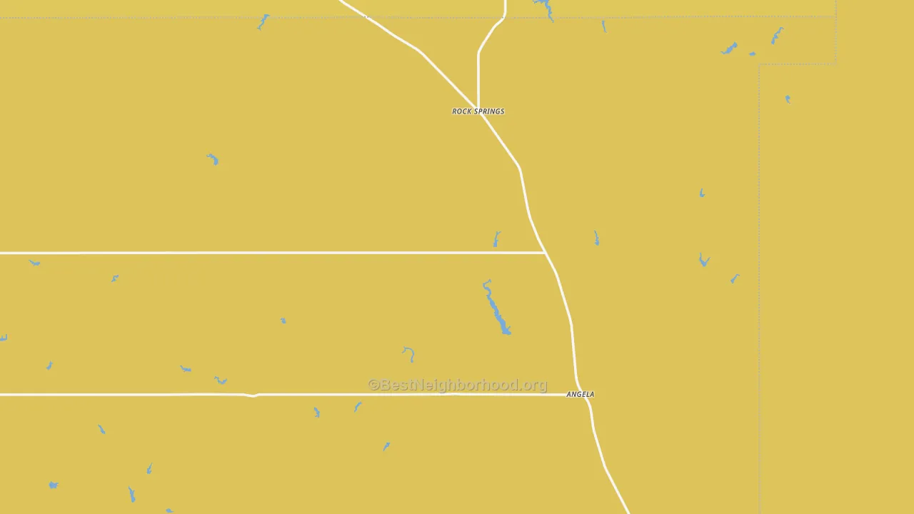 Map of the best neighborhoods in the Angela area, with better matches in green and worse matches in red
