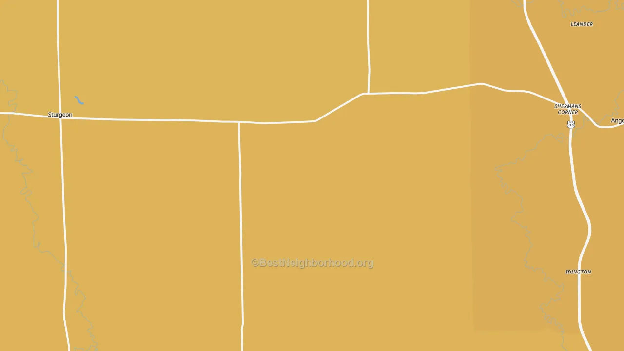 Map of the best neighborhoods in the Angora area, with better matches in green and worse matches in red