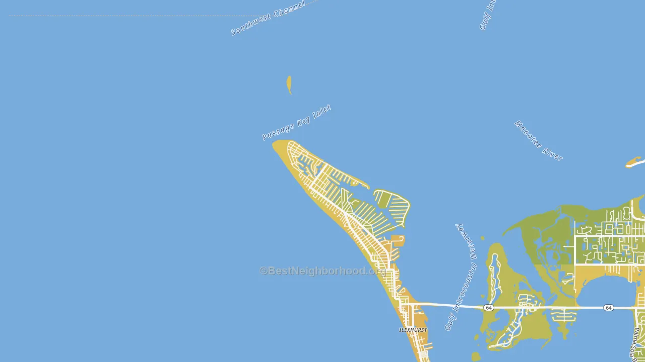 Map of the best neighborhoods in the Anna Maria area, with better matches in green and worse matches in red