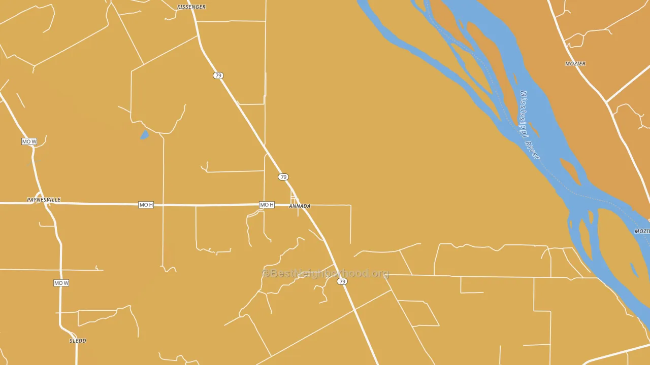 Map of the best neighborhoods in the Annada area, with better matches in green and worse matches in red