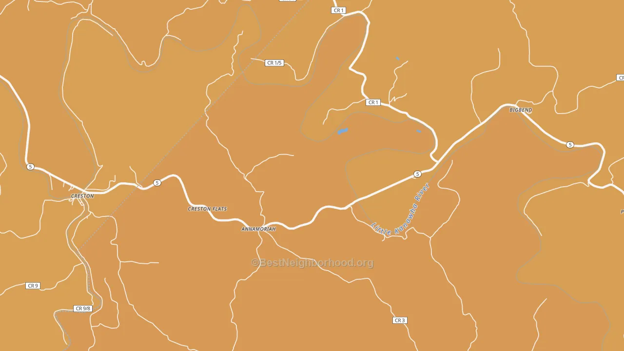 Map of the best neighborhoods in the Annamoriah area, with better matches in green and worse matches in red