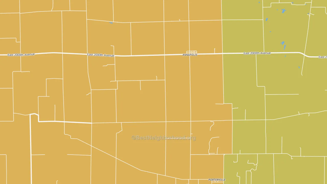Map of the best neighborhoods in the Annapolis area, with better matches in green and worse matches in red