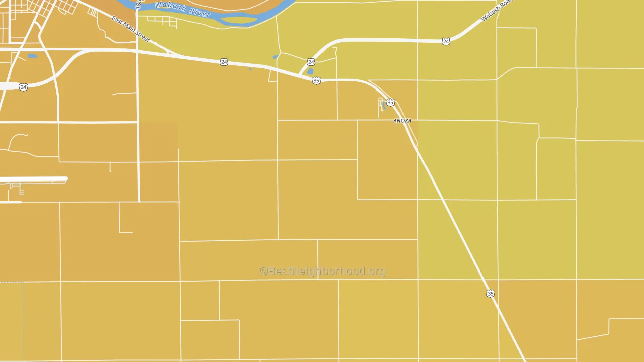 Map of the best neighborhoods in the Anoka area, with better matches in green and worse matches in red