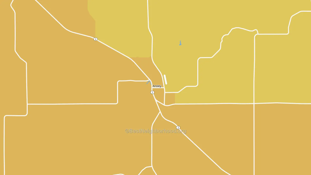 Map of the best neighborhoods in the Ansley area, with better matches in green and worse matches in red