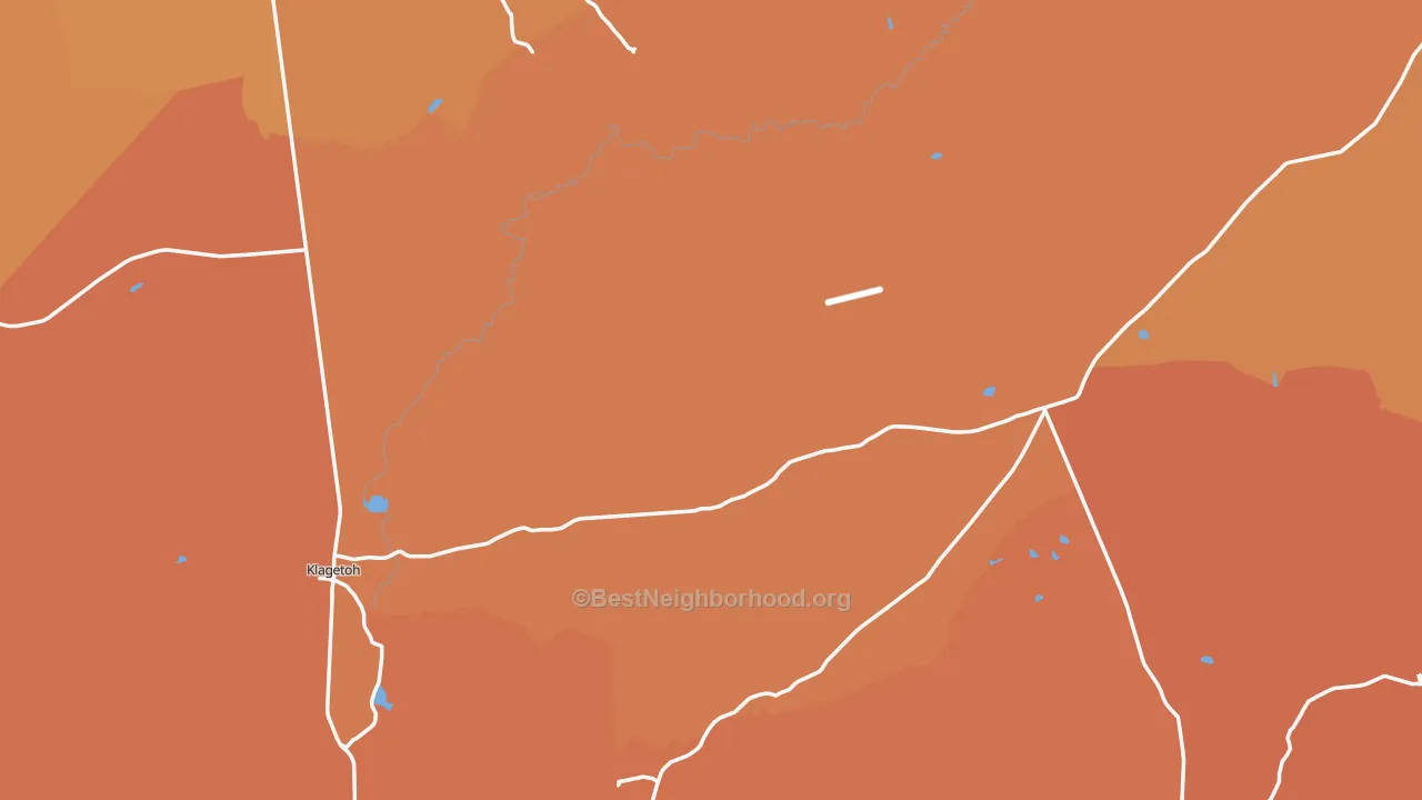 Map of the best neighborhoods in the Apache County area, with better matches in green and worse matches in red