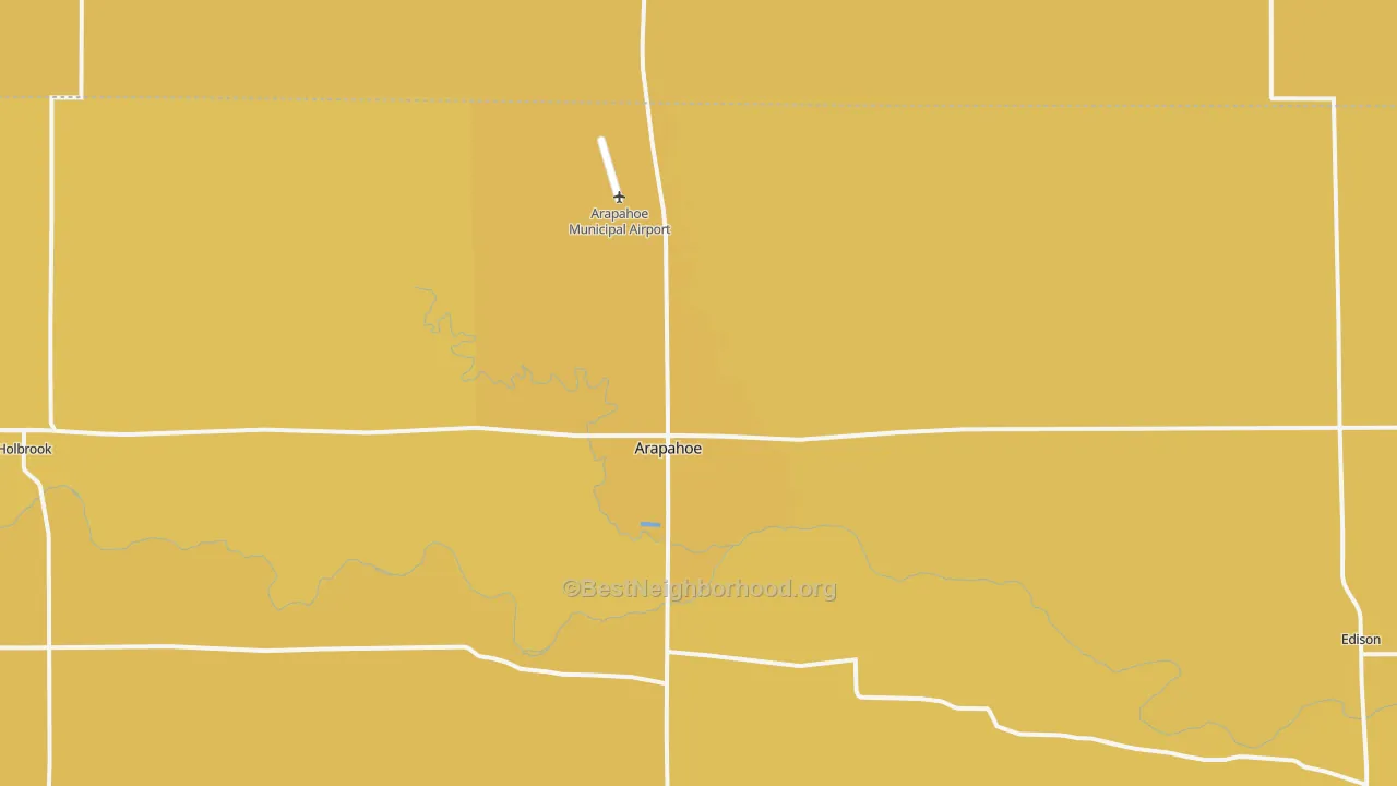 Map of the best neighborhoods in the Arapahoe area, with better matches in green and worse matches in red