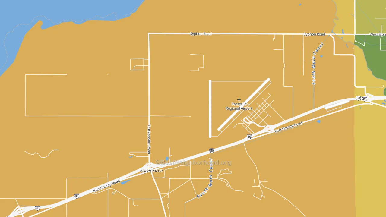 Map of the best neighborhoods in the Arbon Valley area, with better matches in green and worse matches in red