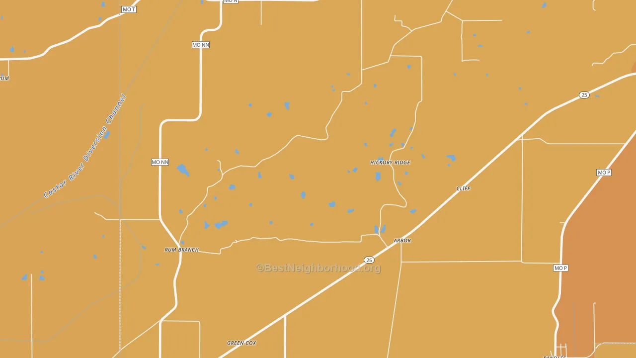 Map of the best neighborhoods in the Arbor area, with better matches in green and worse matches in red
