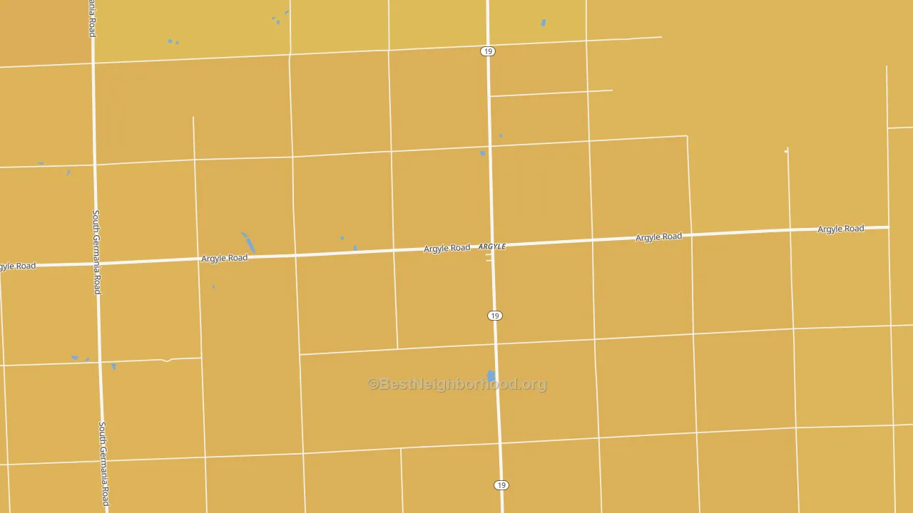 Map of the best neighborhoods in the Argyle area, with better matches in green and worse matches in red