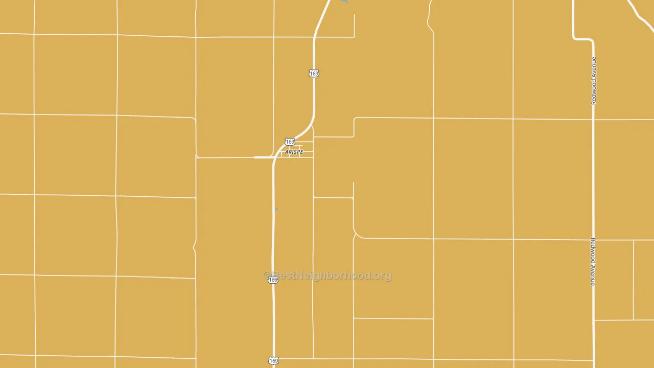 Map of the best neighborhoods in the Arispe area, with better matches in green and worse matches in red