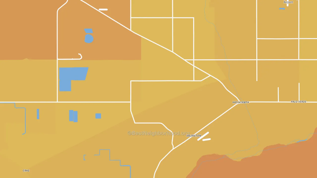 Map of the best neighborhoods in the Arlington area, with better matches in green and worse matches in red