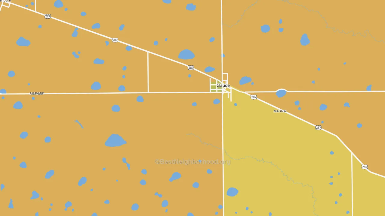 Map of the best neighborhoods in the Armstrong County area, with better matches in green and worse matches in red