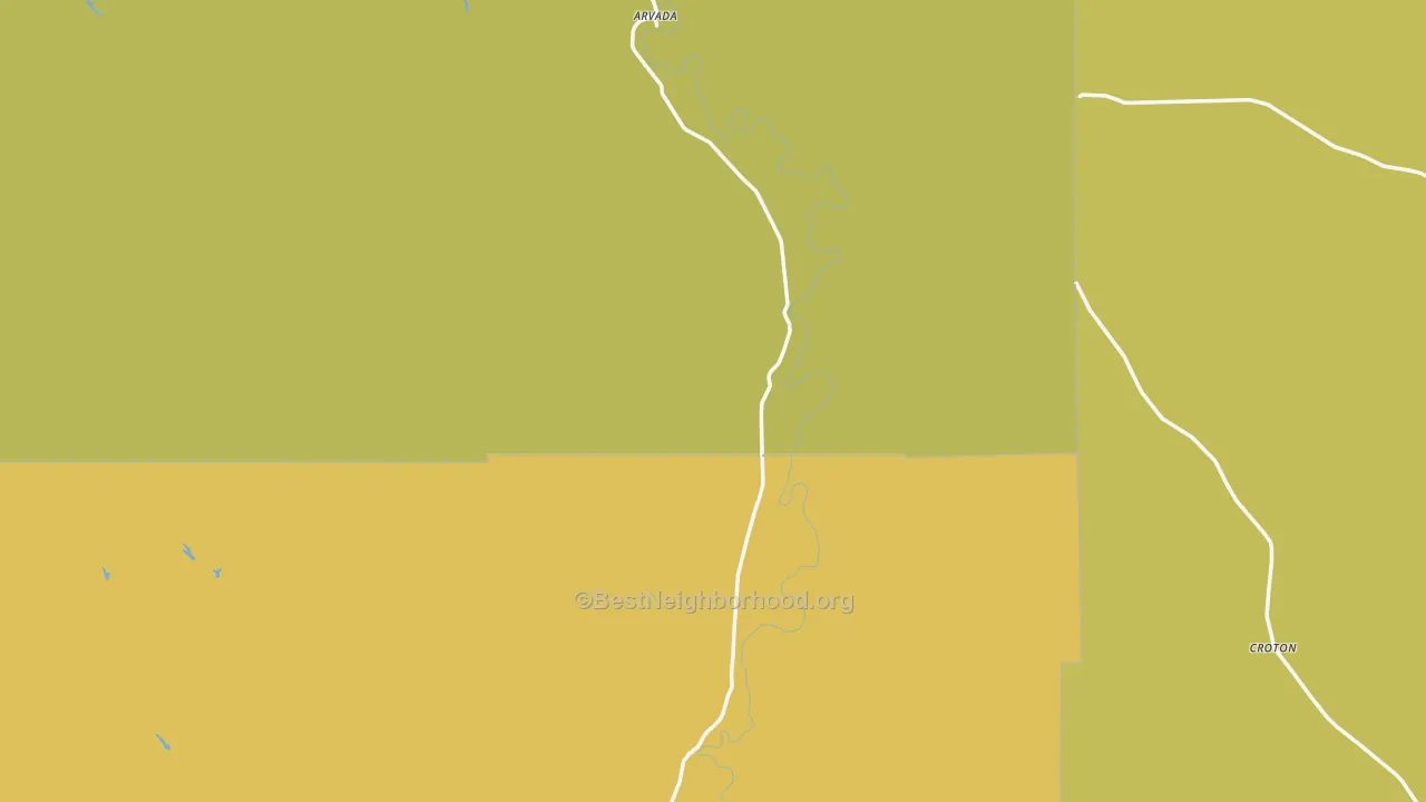 Map of the best neighborhoods in the Arvada area, with better matches in green and worse matches in red