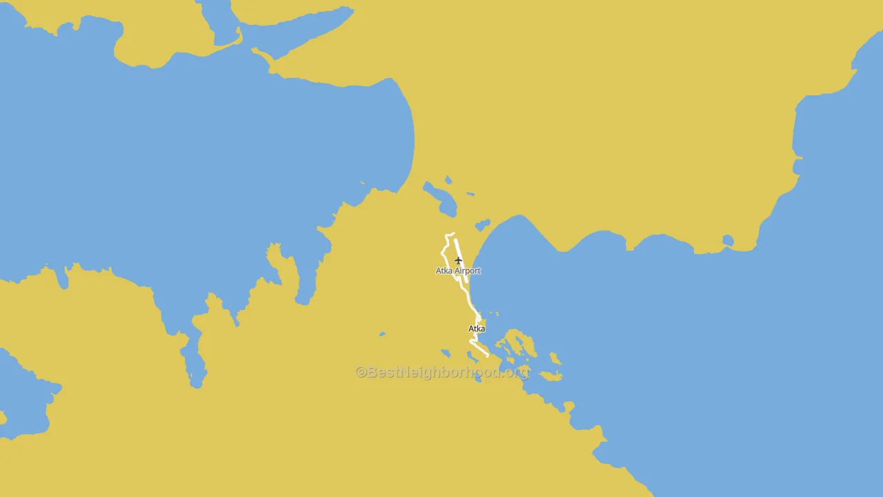 Map of the best neighborhoods in the Atka area, with better matches in green and worse matches in red