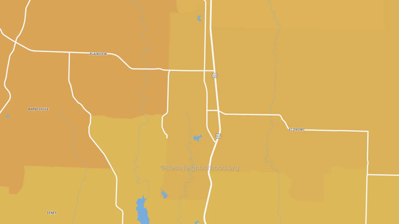 Map of the best neighborhoods in the Atlanta area, with better matches in green and worse matches in red