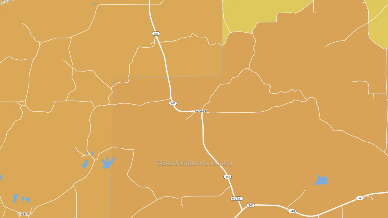 Map of the best neighborhoods in the Atlanta area, with better matches in green and worse matches in red