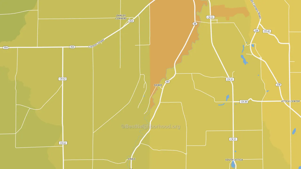 Map of the best neighborhoods in the Attica Center area, with better matches in green and worse matches in red