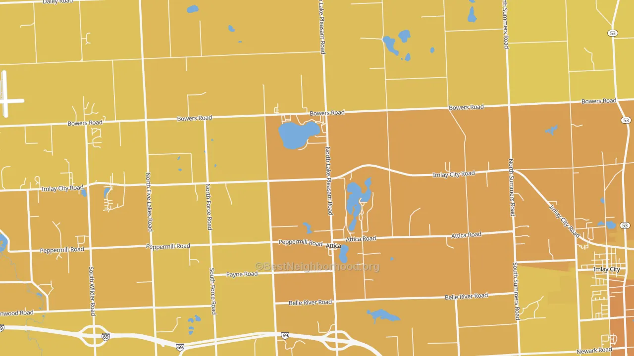 Map of the best neighborhoods in the Attica area, with better matches in green and worse matches in red