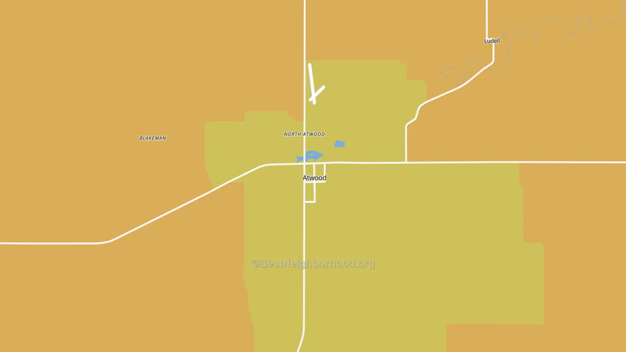 Map of the best neighborhoods in the Atwood area, with better matches in green and worse matches in red